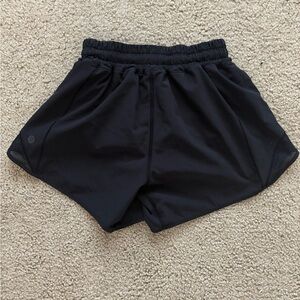 Black Lululemon hotty hot low rise lined shorts
